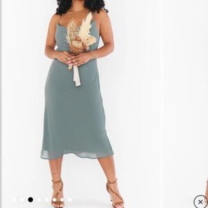 New show me your mumu sage drape neck Verona midi cowl dress